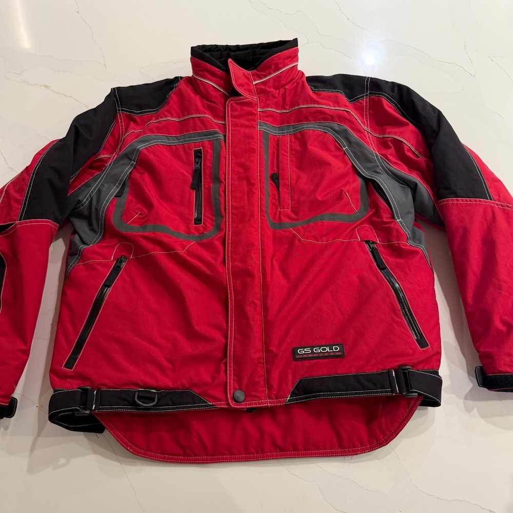 GS Gold Extreme Racing Jacket Red Black Colorblock Insulated Moto Large 922689